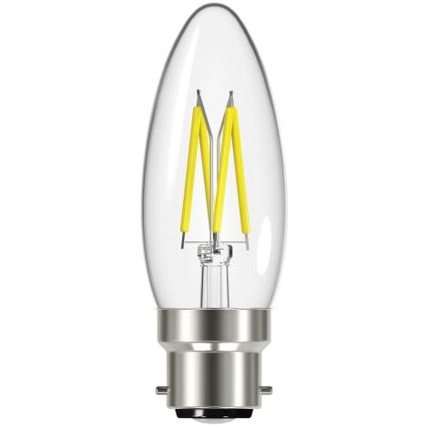 Energizer LED B22 (BC) Candle Filament Bulb, Warm White 2700K, 4W (470 lm) Non-Dimmable (1/2)