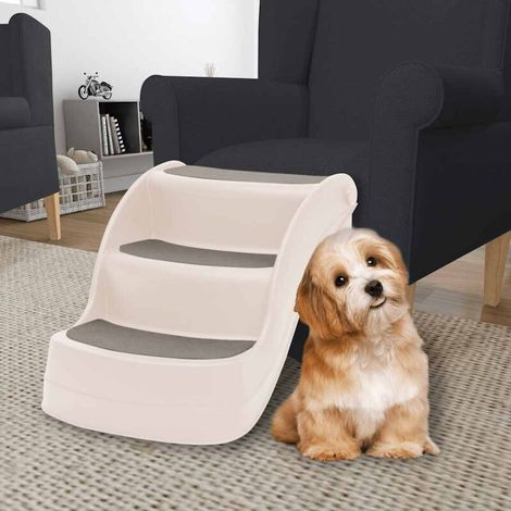 Escalier pliable 3 marches pour chien Crème 50x38x38 cm (1/5)