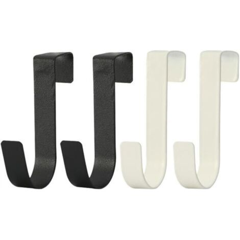 FENOPLASTICACrochets porte-serviettes de salle de bain, barres porte-serviettes en acier inoxydable pour cabines de douche en verre épais sans cadre, 4 pièces, noir et blanc, S (1/4)
