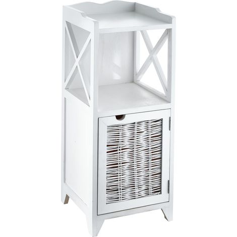Baroni Home Comodino in Legno, Tavolino da Soggiorno o Bagno, Mobiletto Multiuso Sportello e Ripiani 30x30x73 cm (1/5)