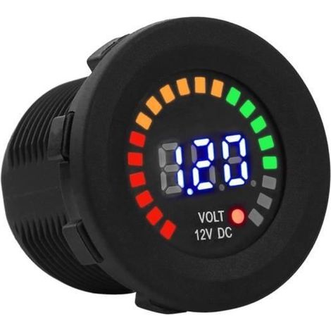 12 V Moto Voltmètre LED Affichage Numérique Étanche Compteur Jauge Noir (1/4)