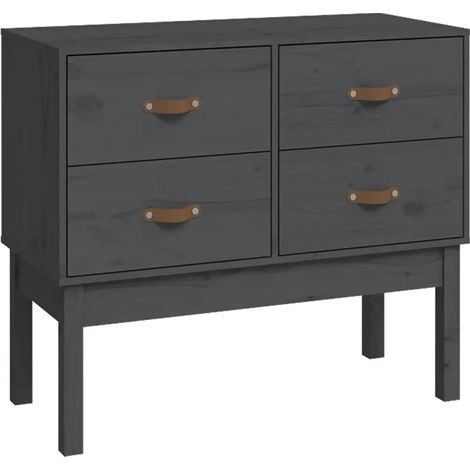 Armoire console bois de pin massif rangement moderne 90 x 40 x 78 cm en bois gris (1/5)
