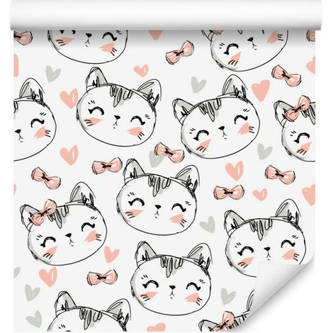 Papier peint Chatons et Cœurs pour Salon et Chambre 50x1000 cm (1/5)