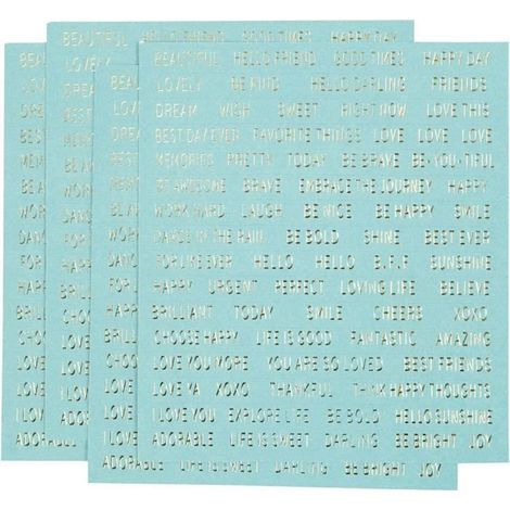 Stickers - Creativ Company - CC Stickers Teksten - Turquoise - Or - 4 pièces