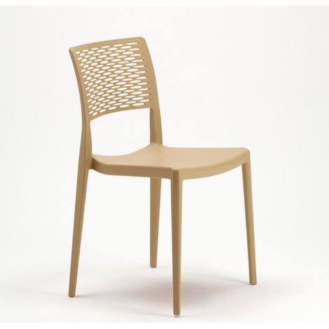 Silla Bar de Polipropileno para Cocina y Jardín Apilable Cross - Beige (1/5)
