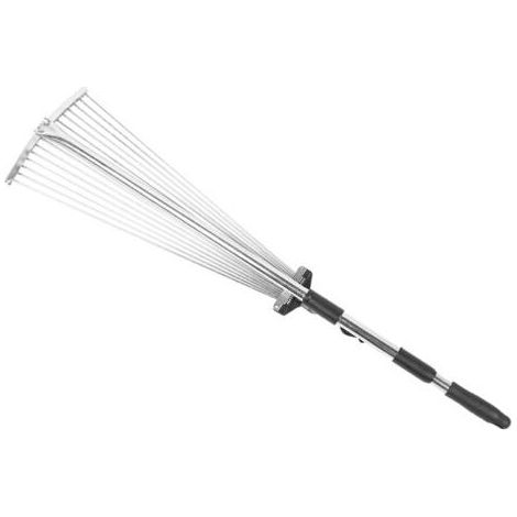 Râteau de Jardin Réglable 15 Dents pour Feuilles et Débris, Outil de Nettoyage en Acier - (1/2)