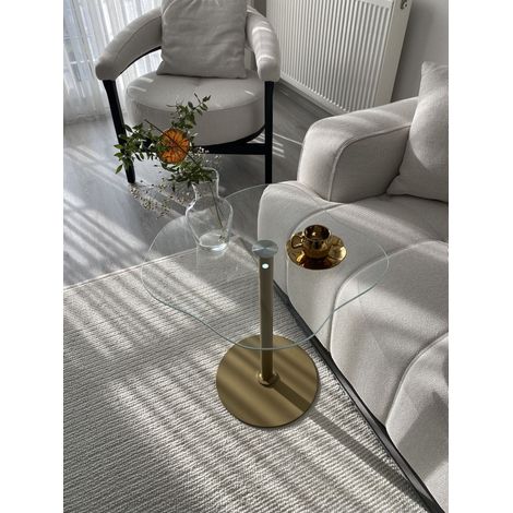 Beistelltisch Royale mit Goldfuß und Glasplatte