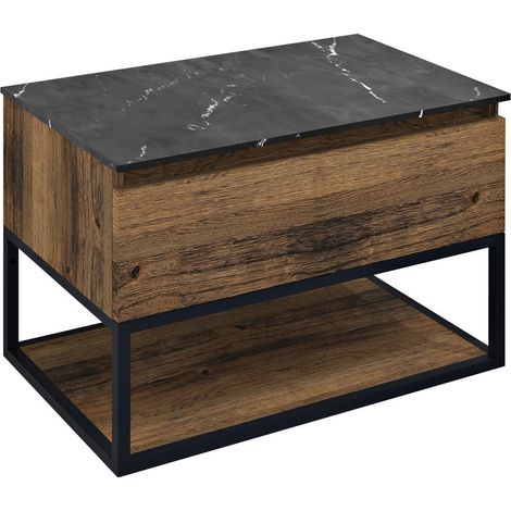 SKARA Vanity Unité 80x50x45cm, noir mat/oak collingwood (1/3)