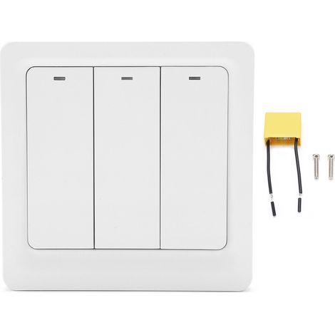 Interrupteur mural intelligent poussoir 3 gangs 600W PC pour TUYA AC 100‑240V Zigbee zéro fil unique (1/5)