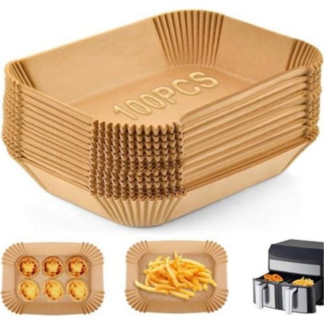 Papier sulfurisé pour friteuse à air chaud - 100 feuilles, convient aux friteuses à air chaud de 5 à 8 litres (1/5)