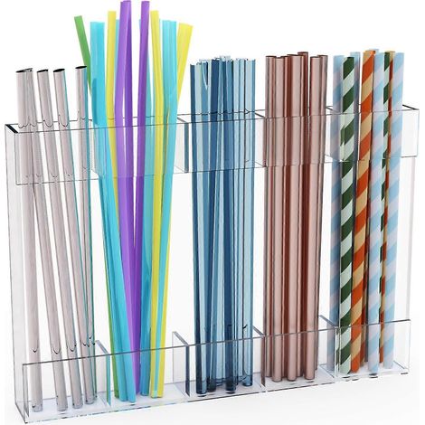 Porte-pailles en acrylique de 9,6 pouces (24,4 cm) pour porte de placard Distributeur de pailles gain de place pour portes de placard ou comptoirs Robuste (1/4)