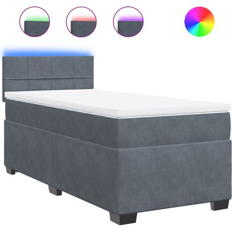 Lit simple Lit adulte Sommier à lattes de lit avec matelas Gris foncé 100x200 cm