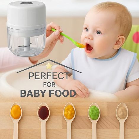 1 set. Color: White. Material: Plastic. Cordless electric garlic press, home garlic chopper, sauce maker, small kitchen appliance. (1/5)