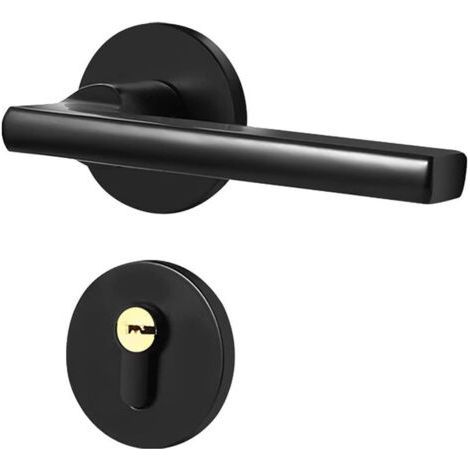 Levier de Poignée de Porte Simple, Poignée de Porte Noire BB WC PZ Design Poignée de Porte Intérieure Poignée de Porte en Aluminium avec un Design Rond Mince et Contemporain (1/5)