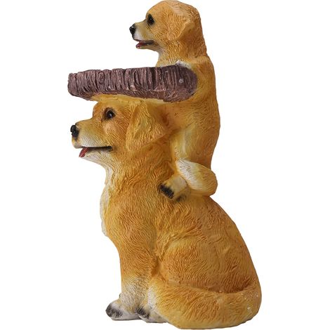 Chiot polyrésine bain d'oiseau marron piédestal cadeaux faits à la main pour en plein air jardin pelouse cour décorations (1/5)