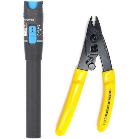 Localisateur visuel de défauts 30 MV 30 km (testeur de fibre optique par stylo) et pince à dénuder pour fibre optique -3 (pince à dénuder 3 ports noir et jaune) (1/5)