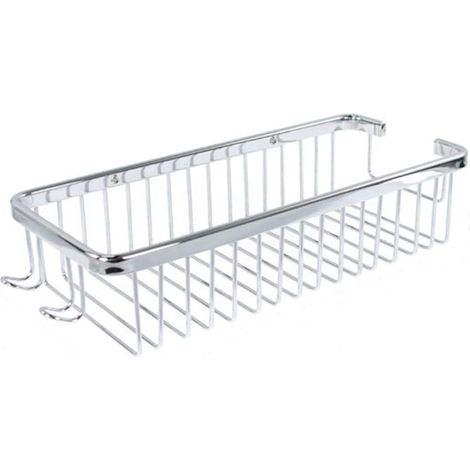 Cleafe - Mensola Doccia Bagno Rettangolare Cromata Lucida Cestino Porta Oggetti Acciaio 87902 - (1/2)