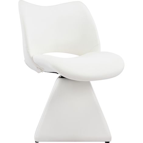 Chaise pivotante confortable blanche, chaise à dossier haut moderne en similicuir, idéale pour salle à manger, bureau à domicile et salon (1/5)