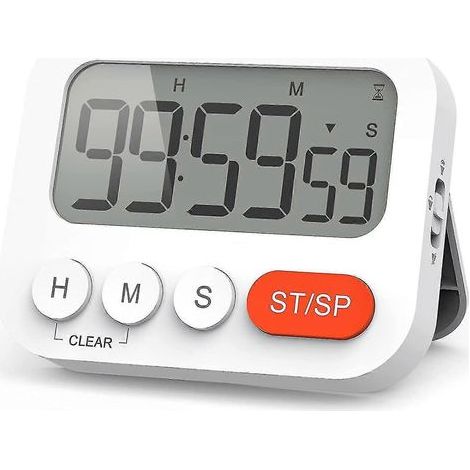 Minuteur numérique pour œufs et cuisine avec horloge, chronomètre, réveil, aimant, 3 niveaux de volume, écran LCD. Idéal pour l'apprentissage, la cuisine et le sport. (1/5)