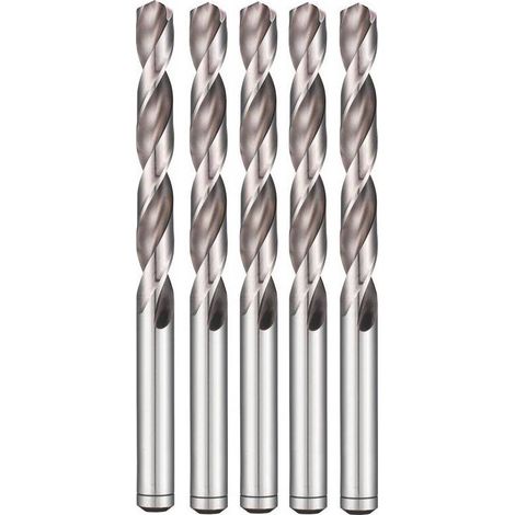 5 Forets Hélicoïdaux HSS DIN 338 RN - Pointe Fendue - Aciers 135° D. 10.32 x Lt. 133 x Lu. 87 x Q. 10.32 mm x Z2 - Diamwood (1/4)