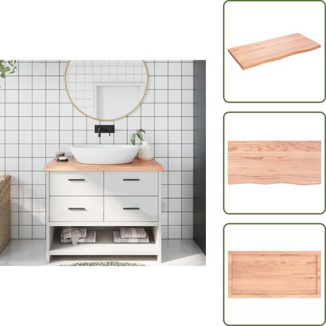 Waschtischplatte Hellbraun 100x50x(2-4) cm Massivholz Behandelt - Eichenholz Platte - Holz Waschttischplatte - Waschtischplatte Massiv - Badrenovierung - Arbeitsfläche (1/5)