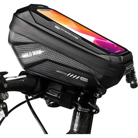 Sacoche Telephone Velo Sacoche de Cadre, Support Telephone Vélo Etanche Sacoche VTT Cadre Pochette Velo Guidon écran Tactile (1/4)