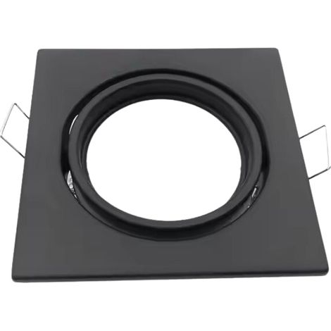 Silamp – Support encastrable GU10 carré noir mat orientable – Aluminium IP20 – Diamètre d'encastrement 70-75mm – Pour éclairage intérieur (1/2)