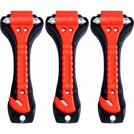 Ensemble complet de 3 pièces comprenant un marteau de sécurité d'urgence pour voiture et un coupe-ceinture de sécurité.-AquaForge (1/5)