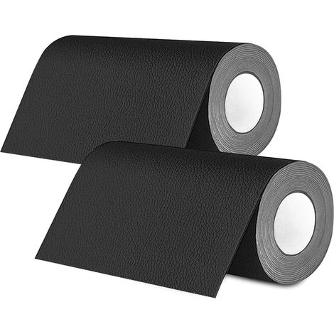 2 PCS Simili Cuir Autocollant, Patch Reparation Auto-adhésif Rénovation, Rouleau Adhesif Cuir, Pour Cuir Les Canapés, Les Sièges de Voiture, Les Meubles de Canapé (Noir, 10 x 160 cm) (1/5)