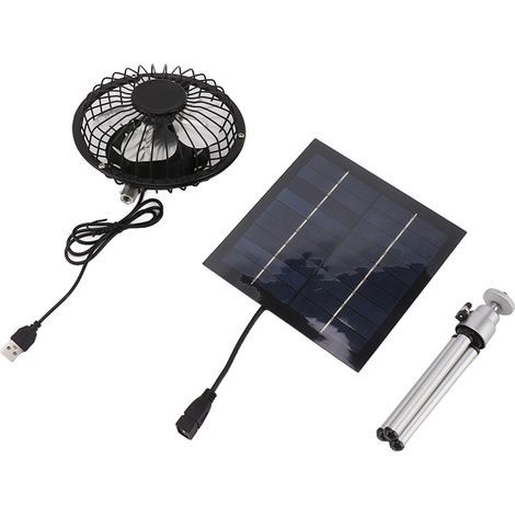Ventilateur solaire portable 20 W avec support, idéal pour le camping, la pêche et les voyages. (1/5)