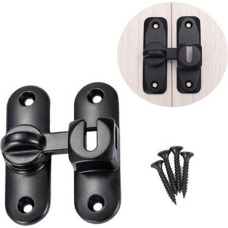 Serrure de porte coulissante à 90 degrés en acier inoxydable avec vis, pour cuisine, chambre, salle de bain, noir (1/5)