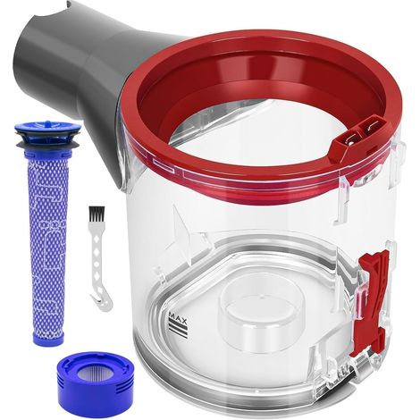 1 Bac à Poussière Transparent, Compatible Dyson V7 V8, Pièce Détachée Accessoire Rechange, Pour Aspirateur Balai Sans Fil