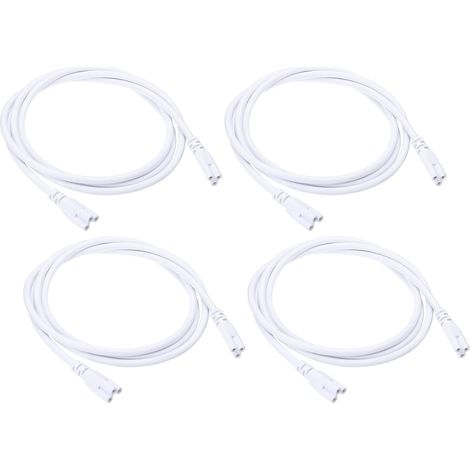1,5 M 4,9 Ft T5 T8 LED Lampe Connexion Fil, 4 Paquet LED Double Extrémité 3 Broche Câble Connecteur Connectable Extension Alimentation Cordons pour LED Intégré Tube, Blanc (1/5)