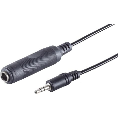 1aTTack.de 1x 0,2m - Câble adaptateur audio Noir avec fiche jack 3,5mm mâle et prise jack 6,3mm femelle Design robuste Connecteurs moulés Parfait pour écouteurs, équipement HiFi et studio