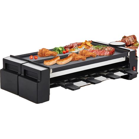 Gril à Raclette, 1400W, Acier Inoxydable, Revêtement Antiadhésif, Lavable au Lave-Vaisselle, Convient pour 8 Personnes (1/5)