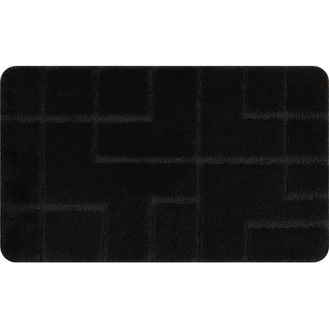 Badteppich SUPREME LINES, Linien, rutschfest, weich – schwarz black 50x80 cm