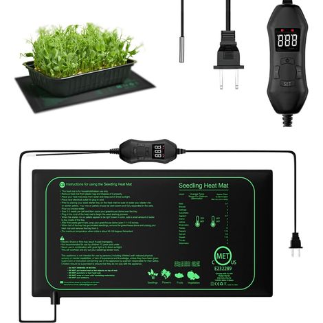 50W Heizmatte Pflanzen mit Thermostat, Indoor Gewächshaus Heizkissen für 52,5 x 25cm, Wärmematte mit Temperatur Regulierung, IPX4 Wasserdicht Wärmematte für Sämlinge, Haustiere und Reptilien