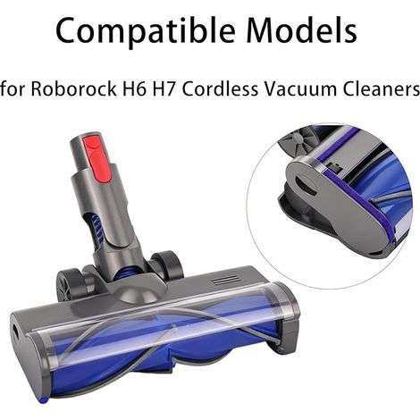 Tête d'aspirateur pour aspirateur sans fil Roborock H6 H7 avec lumière LED, tête de nettoyage à entraînement direct réglable, accessoire pour sols durs et moquettes à poils courts (1/5)