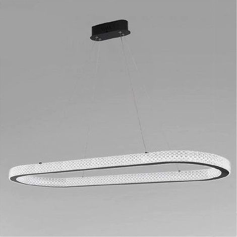 TrAdE Shop Traesio - Lampadario A Sospensione Led 82 W Ovale Lampada Orizzontale Cristallo Nero 31982 - (1/3)