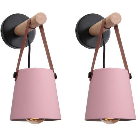 royaluxe- 2PCS Applique Murale Moderne Lampe Murale Nordique En Bois (Rose), Applique Murale D'Intérieur, Pour Chambres, Salles À Manger, Escaliers (1/5)