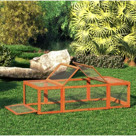 Kleintiergehege 180 x 90 x 48 cm aus orangefarbenem Holz mit aufklappbarem Dach – MEUBLIV (1/5)