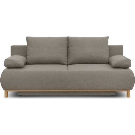 Banquette convertible 3 places MIKA - Tissu beige - Coffre de rangement - L 192 x H 84 x P 93 cm (1/6)