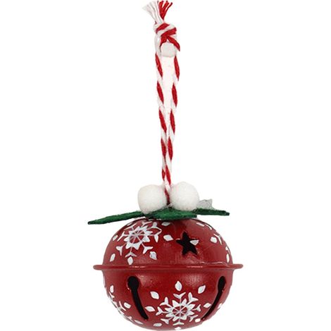 Palle campanellini natalizi in metallo per decorazioni natalizie set da 6 -Rosso/Bianco (1/4)