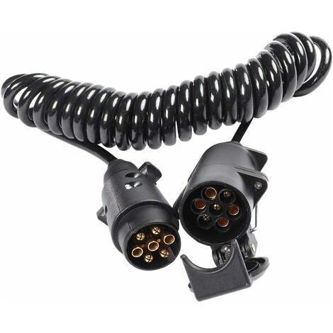 Prise et Fiche de Remorque 7 Broches avec Câble de Rallonge 2m Connecteur pour Remorquage Attelage Caravan Vehicle Accessoires de Camion 7 Voies Type Ndengyank (1/5)