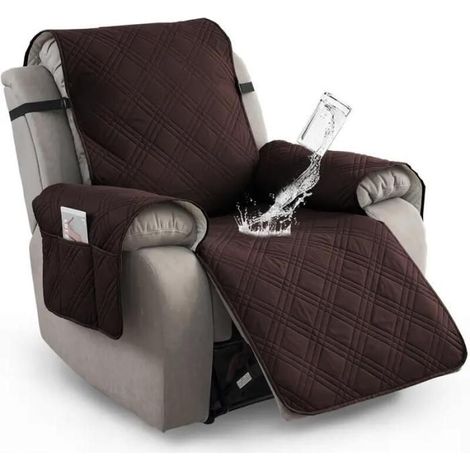 1 housse imperméable pour fauteuil inclinable, housse de canapé résistante aux animaux et aux griffures (marron foncé) (1/5)