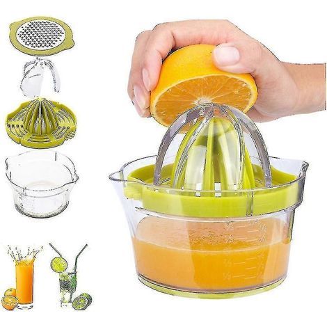 Dww-citrus manuelle Zitruspresse für Zitronen und Orangen, mit integriertem Messbecher und Reibe, 350 ml, grün (1/5)