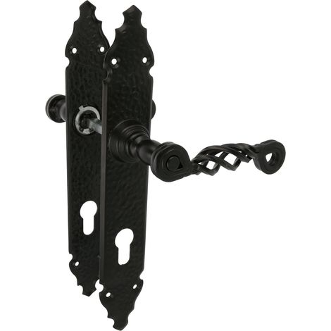 AMIG  Poignées sur plaque à cylindre  102PB  280 x 44 mm  Plaque d'acier, Poignée zamak  Noir (1/5)