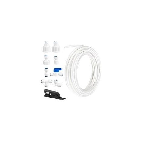 Kit de Raccordement D'eau pour Réfrigérateur de 15m, Tuyau D'alimentation en Eau Tube de Filtre Pièces et Accessoires, Matériau POM Tuyau Frigo Alimentation en eau pour Réfrigérateurs,Aquarium(1/4") (1/4)