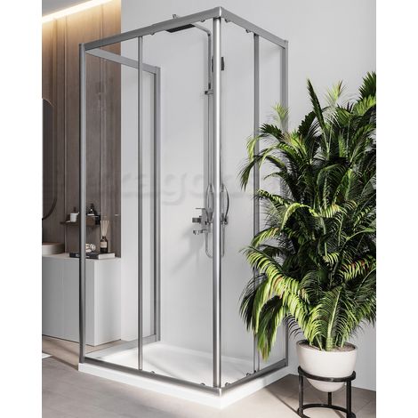 Exagonshop Box doccia 3 lati 70x120x70 Genio due ante scorrevoli