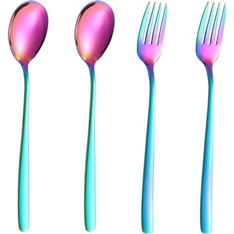 Fourchette De Table - Acier Inoxydable 18/10 - Revêtement Plasma Coloré - Usage Quotidien Et Événements - Lot De 4 (1/5)